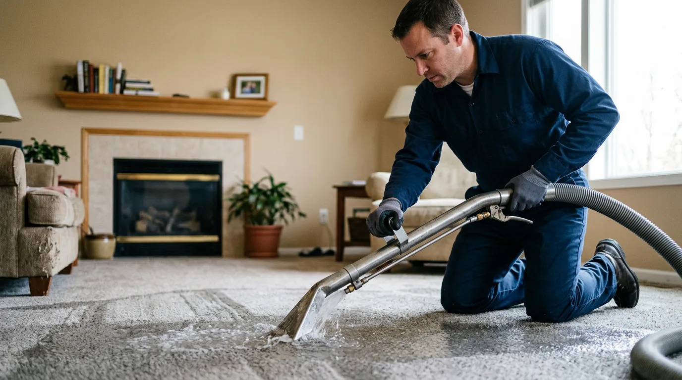 Water damage restoration technician working near Woodstock, VT